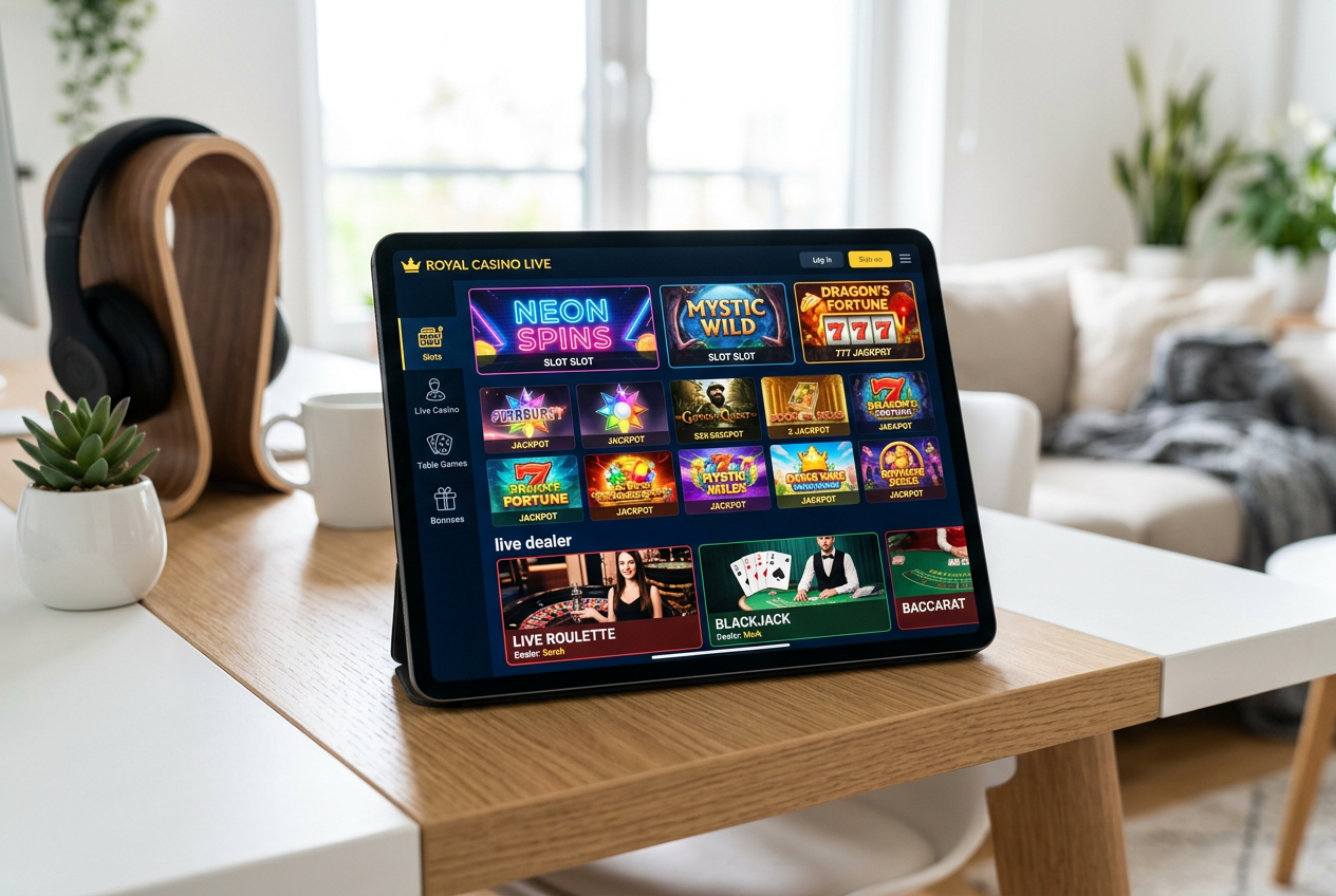 Μια σύγχρονη ψηφιακή διεπαφή online καζίνο σε tablet.